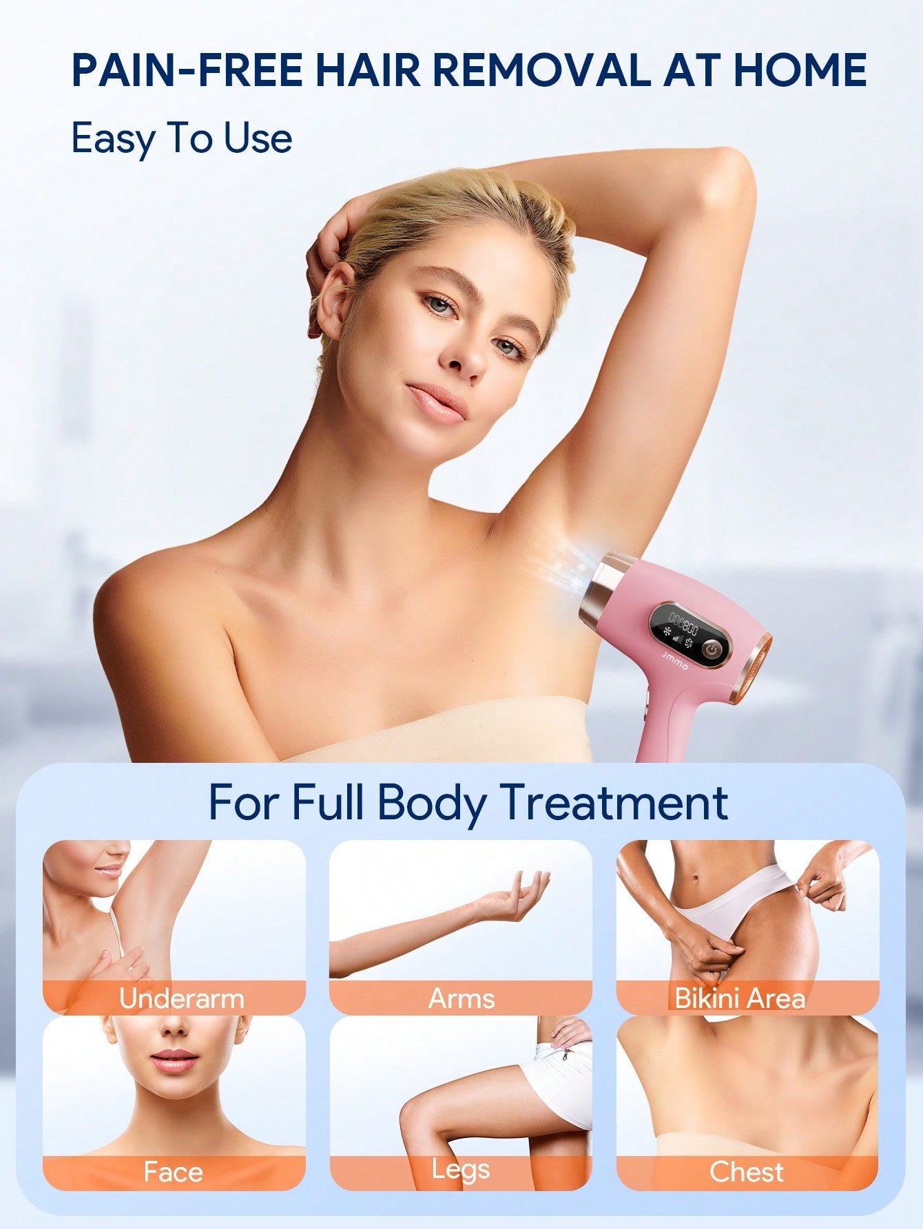 JMMO Portable Hair Removal Device At-Home Permanent Hair Removal Device,Painless And Safe Hair Removal For Women's Face Body Arms Legs Bikini Area - US Plug