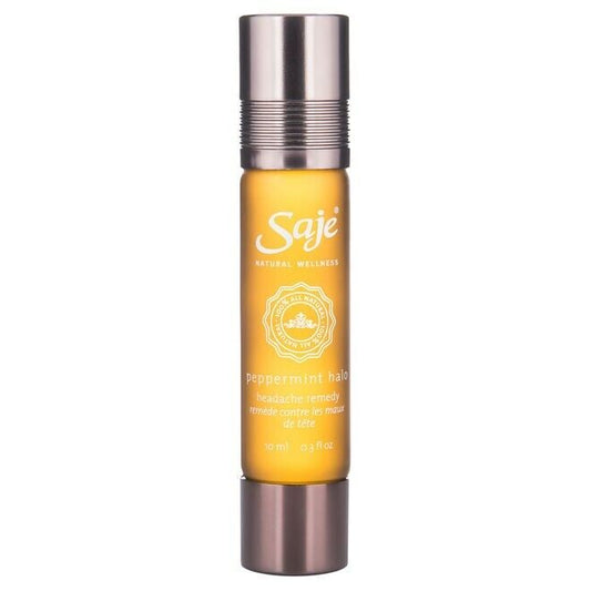 Saje Peppermint Halo Essential Oil Blend, Soothing, Roll-On 100% Natural 2 pack