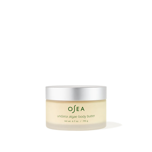 Jar of osea undaria algae body butter on a white background.