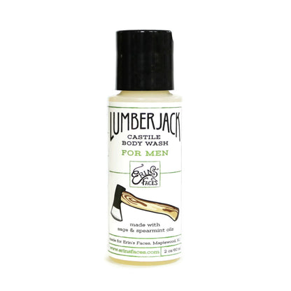 travel size 2oz bottle of the lumberjack body wash for men