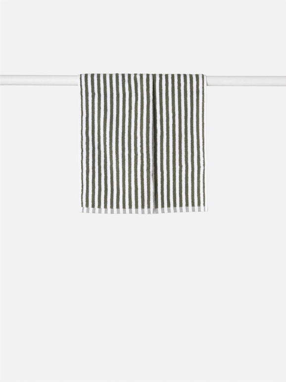 Wide Stripe Towel Range - Olive